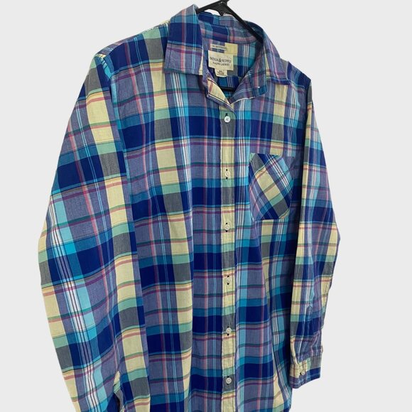 Ralph Lauren Denim & Supply Button-Up Shirt Womens Medium Blue Plaid Long-Sleeve - Picture 4 of 12